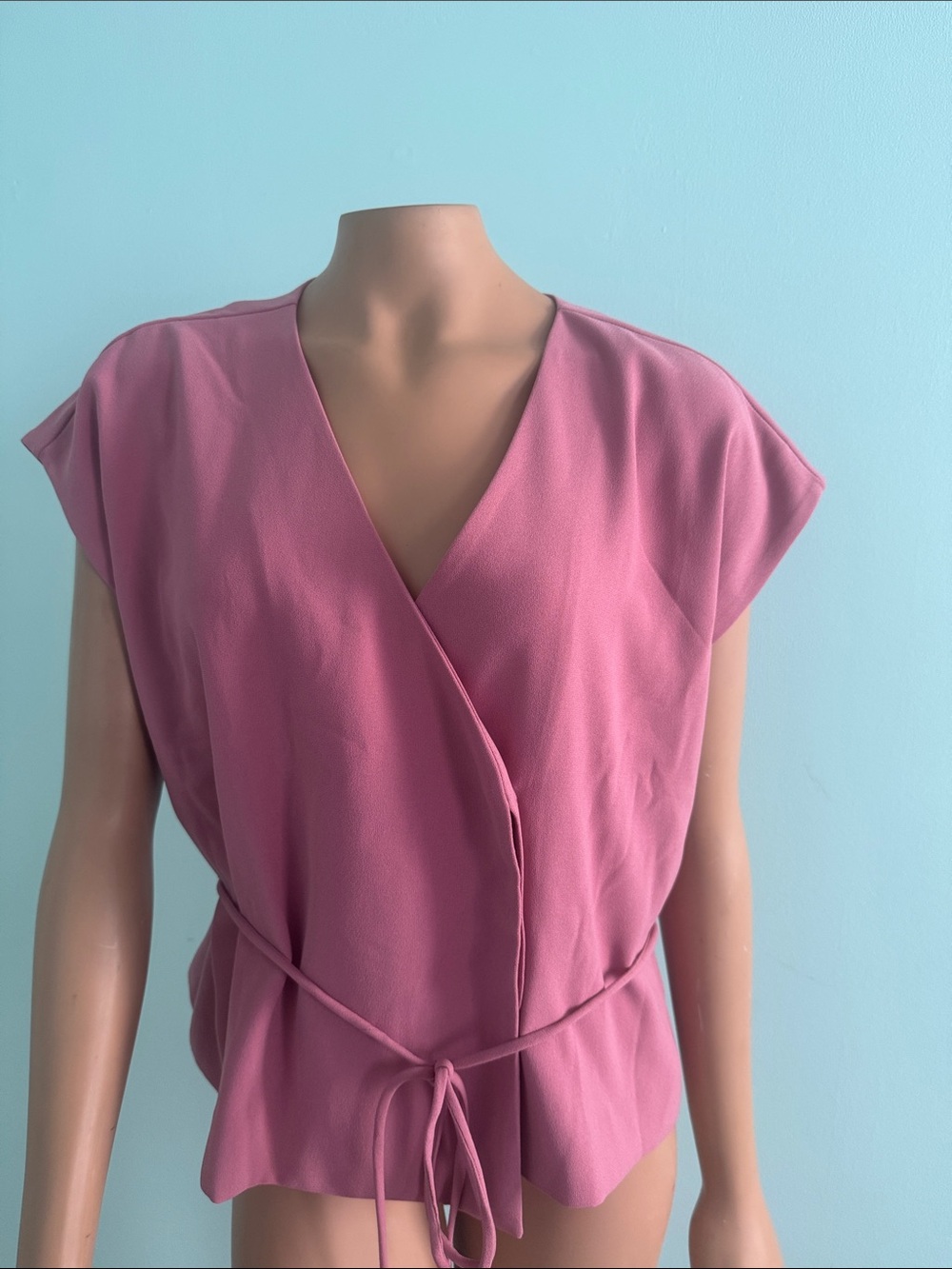 Ann Taylor Mauve Wrap-Front Cap Sleeve Blouse/Blazer size L